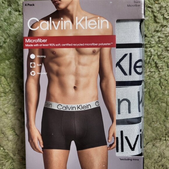 Calvin Klein Mens Microfiber Trunks 4 Pack Black & Gray Size L - Picture 1 of 1